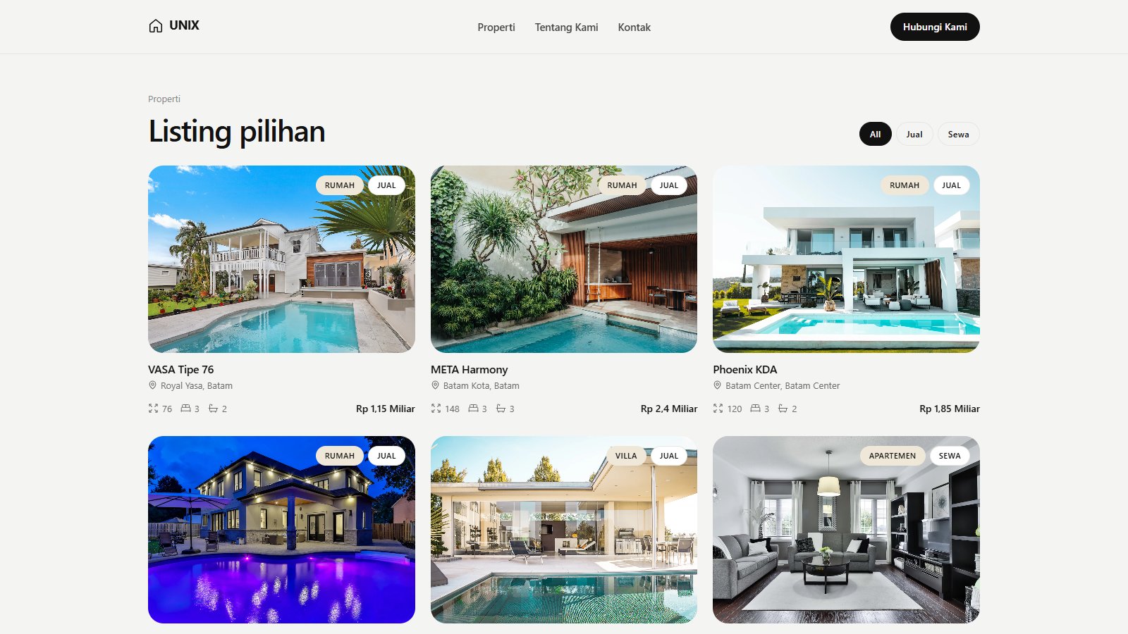 Katalog properti pada preview konsep Unix Property